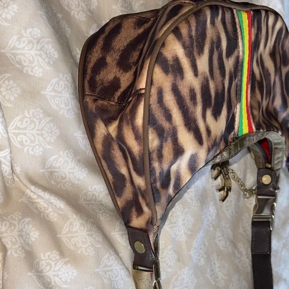 L.A.M.B. Lesportsac Leopard Print Shoulder Bag with Rasta Stripe - Picture 4 of 6
